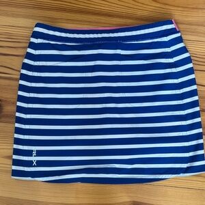 EUC RLX Ralph Lauren Women’s  performance golf skort White Blue Cabana Stripes S